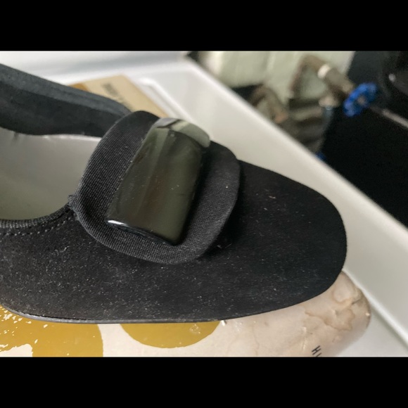 LAST CALL Vintage black sling back kitten heel womens shoes 60s - Picture 7 of 10